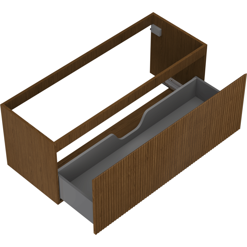 Mexen Rivel bathroom cabinet under-sink 120 cm, 1 drawer, fluted, walnut - 91A20-12047-1-BF86