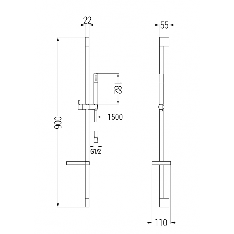 Mexen DS70 drsni tuš komplet, krom - 785704583-00