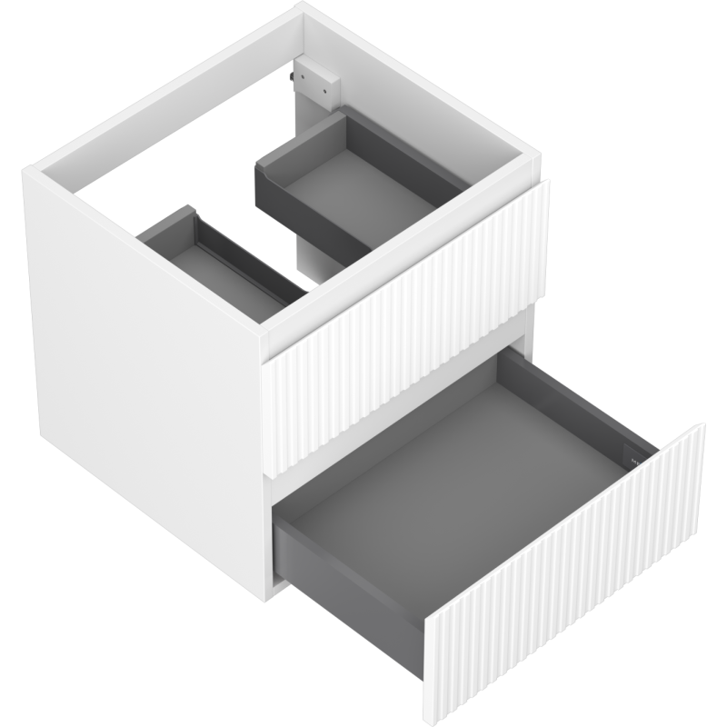 Mexen Rivel gabinete de baño debajo del lavabo 50 cm, 2 cajones, ranurado, blanco mate - 91A20-05047-2-BFF01