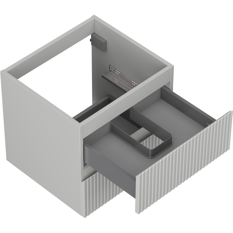 Mexen Rivel vannitoakapp kraanikausi jaoks 50 cm, 2 sahtlit, rihveldus, hall matt - 91A20-05047-2-BFF62