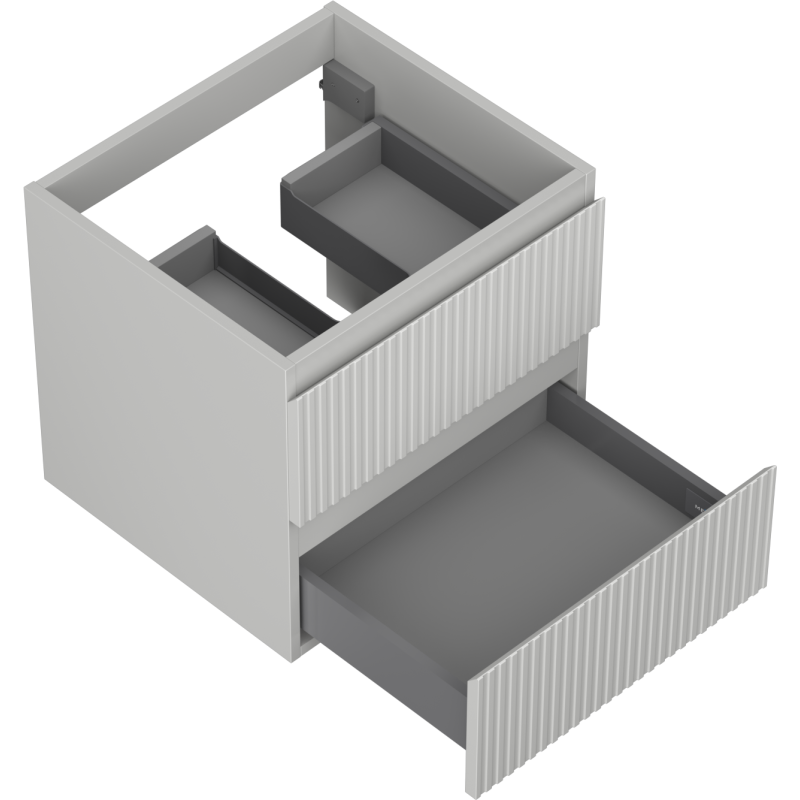 Mexen Rivel meuble de salle de bains sous-vasque 50 cm, 2 tiroirs, rainuré, gris mat - 91A20-05047-2-BFF62
