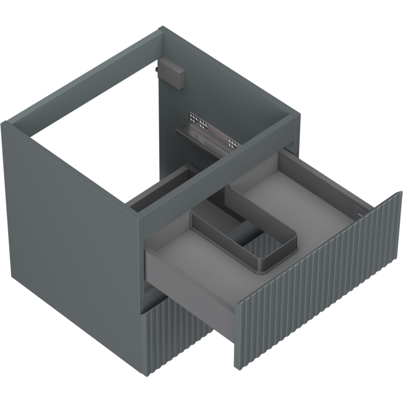 Mexen Rivel mueble de baño bajo lavabo de 50 cm, 2 cajones, ranurado, grafito mate - 91A20-05047-2-BFF66