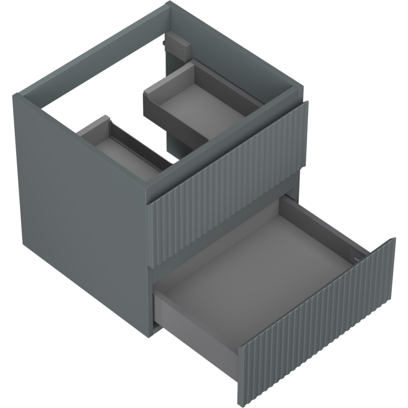 Mexen Rivel armário de casa de banho para lavatório 50 cm, 2 gavetas, ranhurado, grafite mate - 91A20-05047-2-BFF66