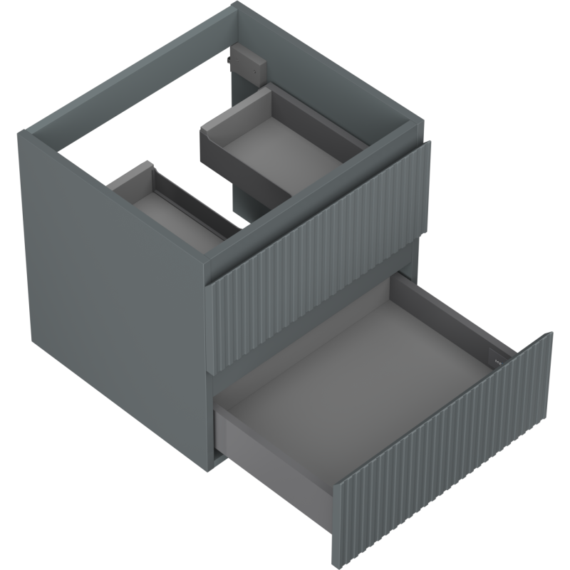 Mexen Rivel mueble de baño bajo lavabo de 50 cm, 2 cajones, ranurado, grafito mate - 91A20-05047-2-BFF66