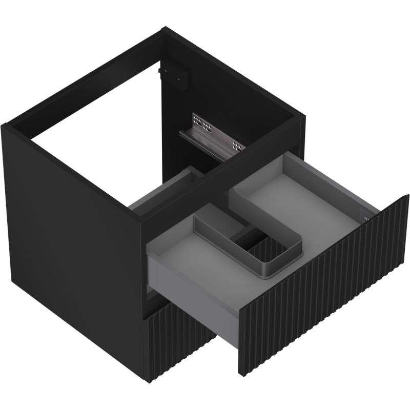 Mexen Rivel mueble de baño bajo lavabo de 50 cm, 2 cajones, ranurado, negro mate - 91A20-05047-2-BFF71