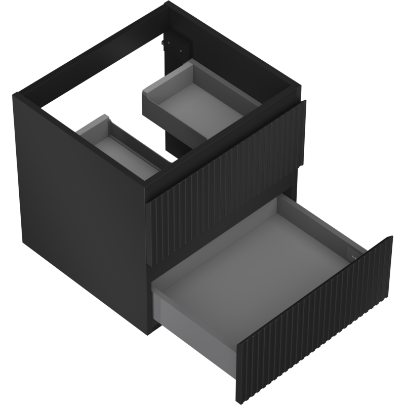 Mexen Rivel mobile da bagno sottolavabo 50 cm, 2 cassetti, scanalato, nero opaco - 91A20-05047-2-BFF71