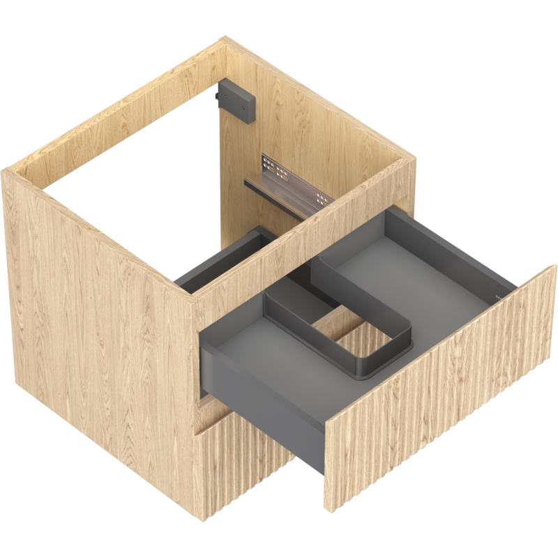Mexen Rivel badkamerkastje onder wastafel 50 cm, 2 lades, gegroefd, eik - 91A20-05047-2-BFF81