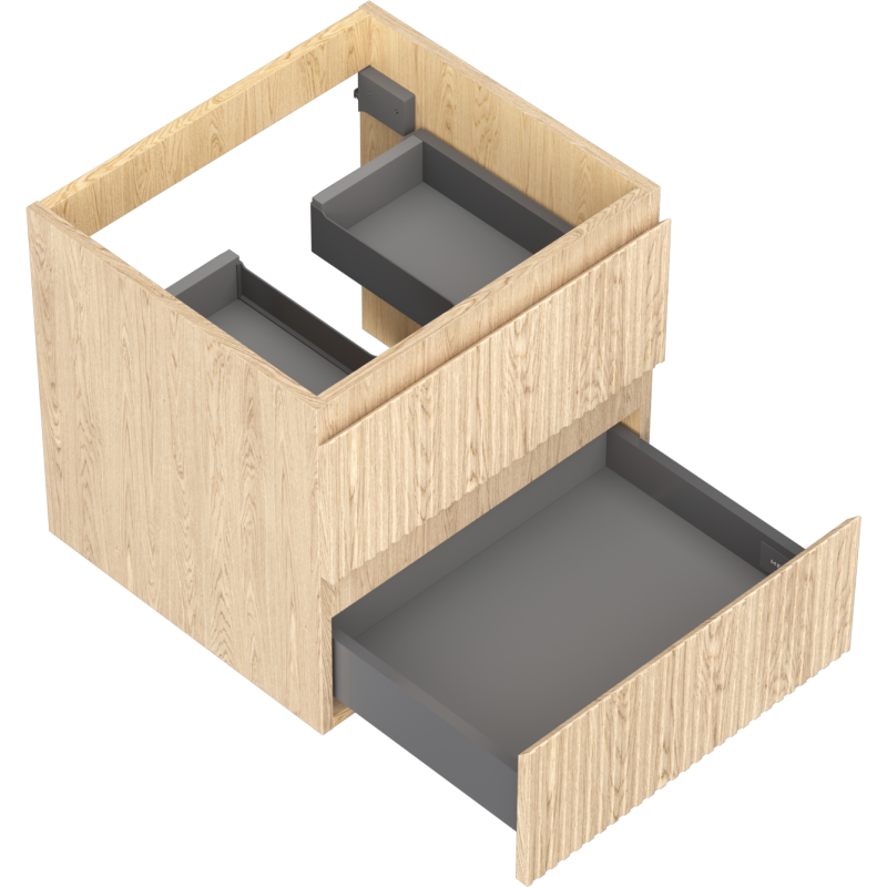 Mexen Rivel armario de baño para lavabo 50 cm, 2 cajones, estriado, roble - 91A20-05047-2-BFF81