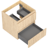 Mexen Rivel Badezimmerschrank 50 cm, 2 Schubladen, geriffelt, Eiche - 91A20-05047-2-BFF81