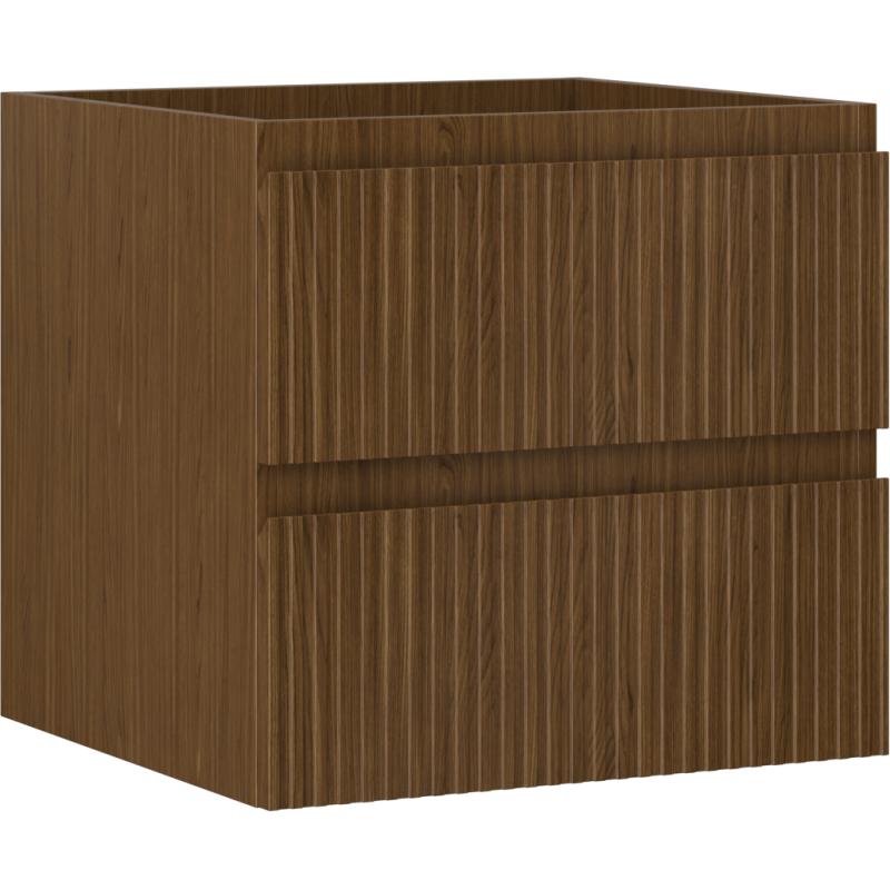 Mexen Rivel badkamerkast onder gootsteen 50 cm, 2 laden, gegroefd, walnoot - 91A20-05047-2-BFF86