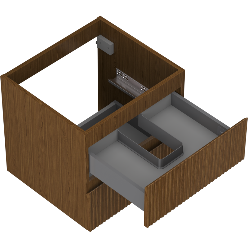 Mexen Rivel szafka łazienkowa podumywalkowa 50 cm, 2 szuflady, ryflowana , orzech - 91A20-05047-2-BFF86