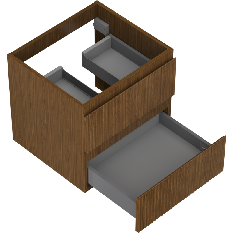 Mexen Rivel Badezimmerschrank unter dem Waschbecken 50 cm, 2 Schubladen, gerillt, Nussbaum - 91A20-05047-2-BFF86