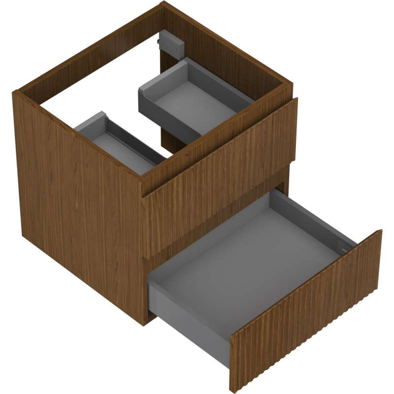 Mexen Rivel meuble de salle de bain sous lavabo 50 cm, 2 tiroirs, rainuré, noyer - 91A20-05047-2-BFF86