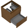 Mexen Rivel Badezimmerschrank unter Waschbecken 50 cm, 2 Schubladen, gerillt, Nuss - 91A20-05047-2-BFF86