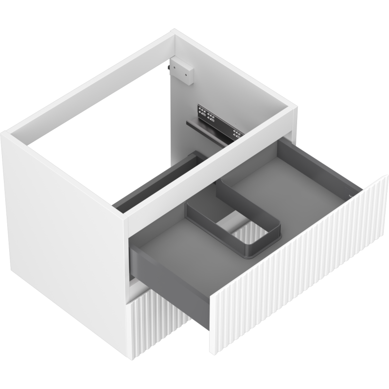 Mexen Rivel mueble de baño bajo lavabo de 60 cm, 2 cajones, acanalado, blanco mate - 91A20-06047-2-BFF01