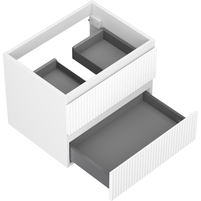 Mexen Rivel Badezimmer-Unterschrank 60 cm, 2 Schubladen, geriffelt, weiß matt - 91A20-06047-2-BFF01