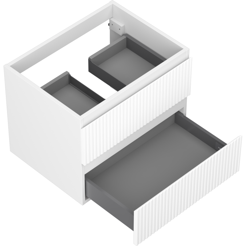 Mexen Rivel mueble de baño bajo lavabo de 60 cm, 2 cajones, acanalado, blanco mate - 91A20-06047-2-BFF01