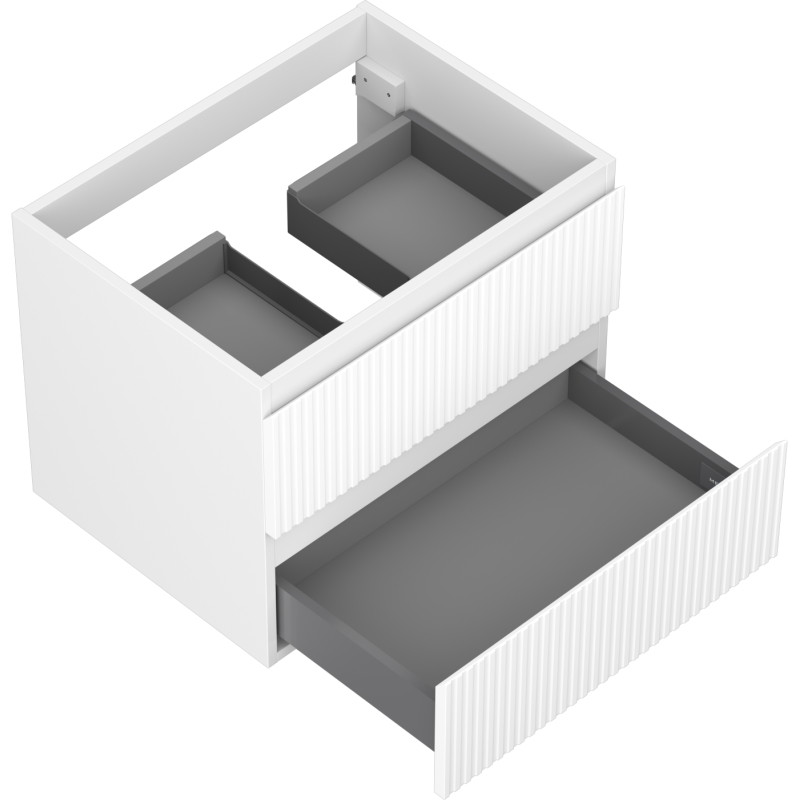 Mexen Rivel vannitoakapp kraanikausi alusega 60 cm, 2 sahtlit, sooneline, valge matt - 91A20-06047-2-BFF01