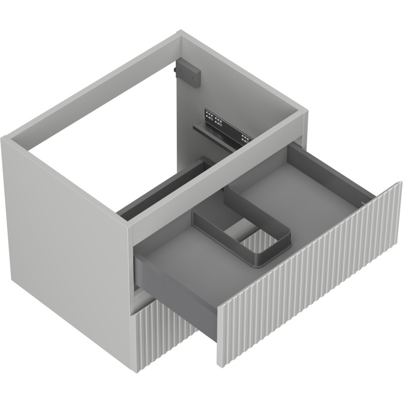 Mexen Rivel vannitoakapid valamu alla 60 cm, 2 sahtlit, rihveldatud, hall matt - 91A20-06047-2-BFF62