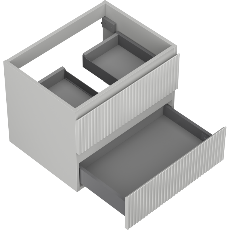 Mexen Rivel armário de casa de banho debaixo do lavatório 60 cm, 2 gavetas, canelado, cinzento mate - 91A20-06047-2-BFF62