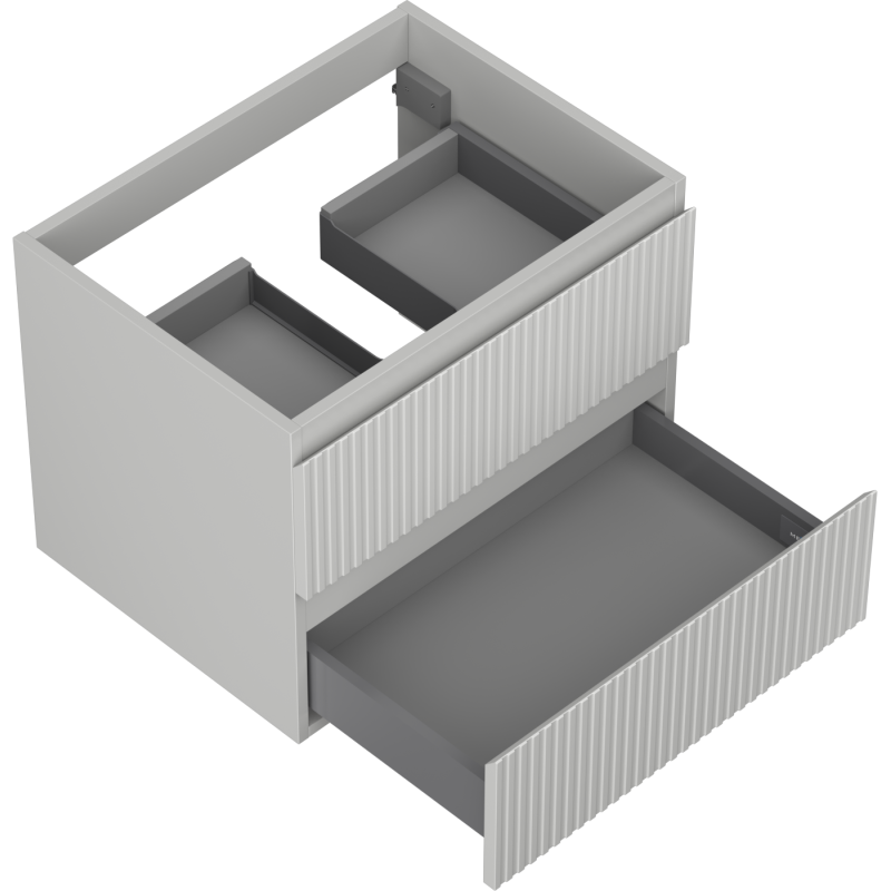 Mexen Rivel meuble de salle de bain sous-lavabo 60 cm, 2 tiroirs, rainuré, gris mat - 91A20-06047-2-BFF62