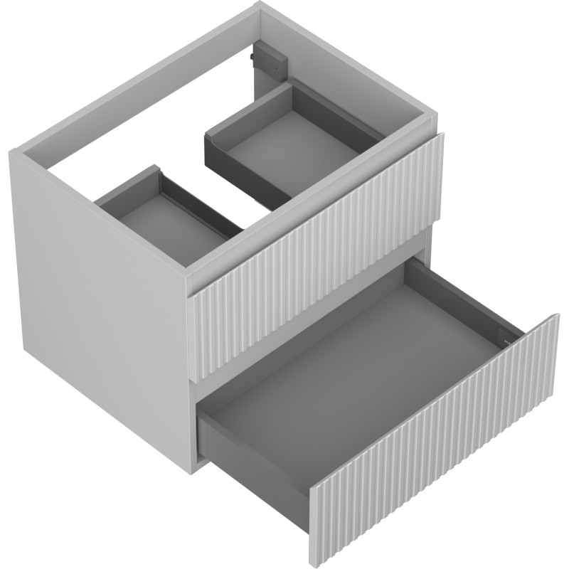 Mexen Rivel vannitoakapid valamu alla 60 cm, 2 sahtlit, rihveldatud, hall matt - 91A20-06047-2-BFF62