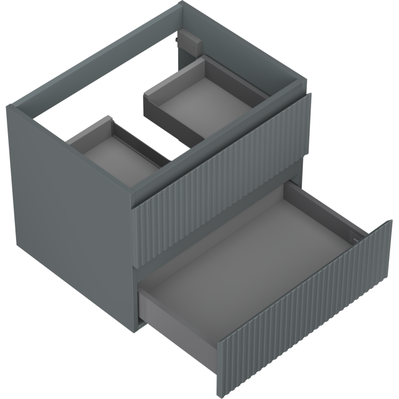 Mexen Rivel badkamerkastje onder wastafel 60 cm, 2 lades, gegroefd, grafiet mat - 91A20-06047-2-BFF66