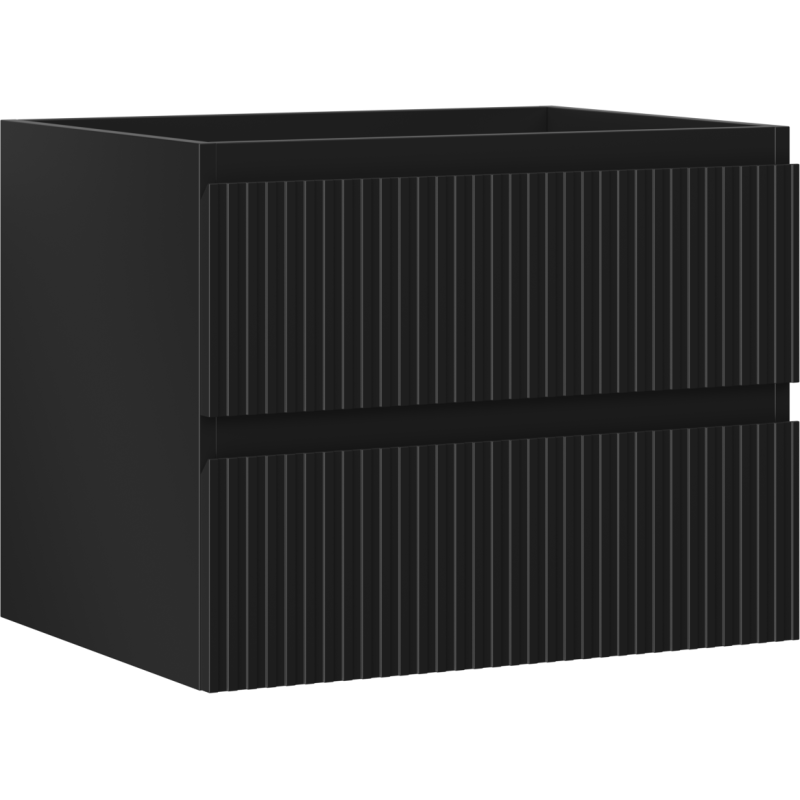 Mexen Rivel badkamerkast onder de wastafel 60 cm, 2 laden, geribbeld, zwart mat - 91A20-06047-2-BFF71