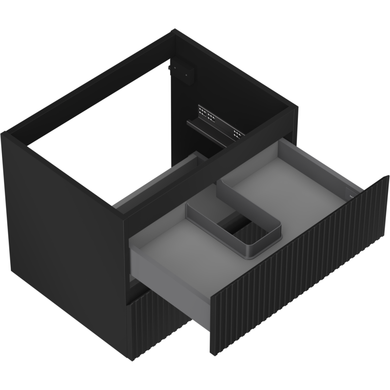 Mexen Rivel Badezimmerschrank 60 cm, 2 Schubladen, gerillt, Schwarz Matt - 91A20-06047-2-BFF71