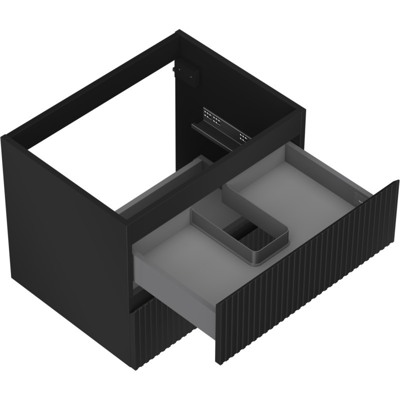 Mexen Rivel bathroom cabinet for under sink 60 cm, 2 drawers, grooved, black matte - 91A20-06047-2-BFF71