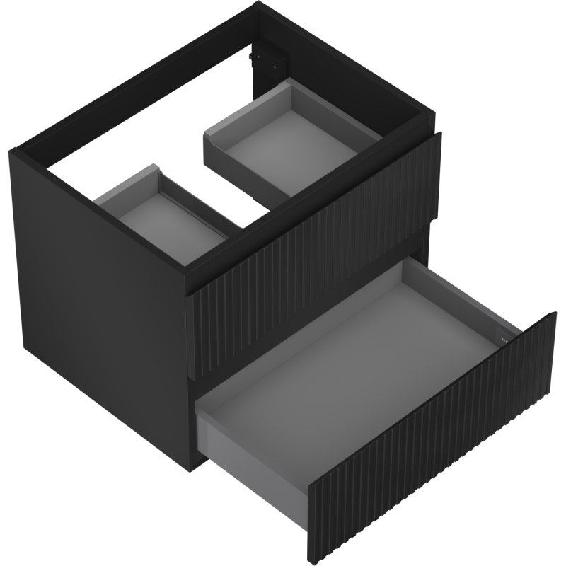 Mexen Rivel mueble de baño bajo lavabo 60 cm, 2 cajones, ranurado, negro mate - 91A20-06047-2-BFF71
