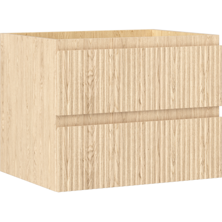 Mexen Rivel 60 cm Under-Sink Bathroom Cabinet, 2 Drawers, Grooved, Oak - 91A20-06047-2-BFF81