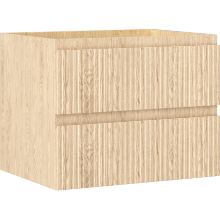 Mexen Rivel Badezimmerschrank für Waschbecken 60 cm, 2 Schubladen, geriffelt, Eiche - 91A20-06047-2-BFF81