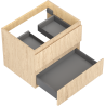 Mexen Rivel Badezimmerschrank für Waschbecken 60 cm, 2 Schubladen, geriffelt, Eiche - 91A20-06047-2-BFF81