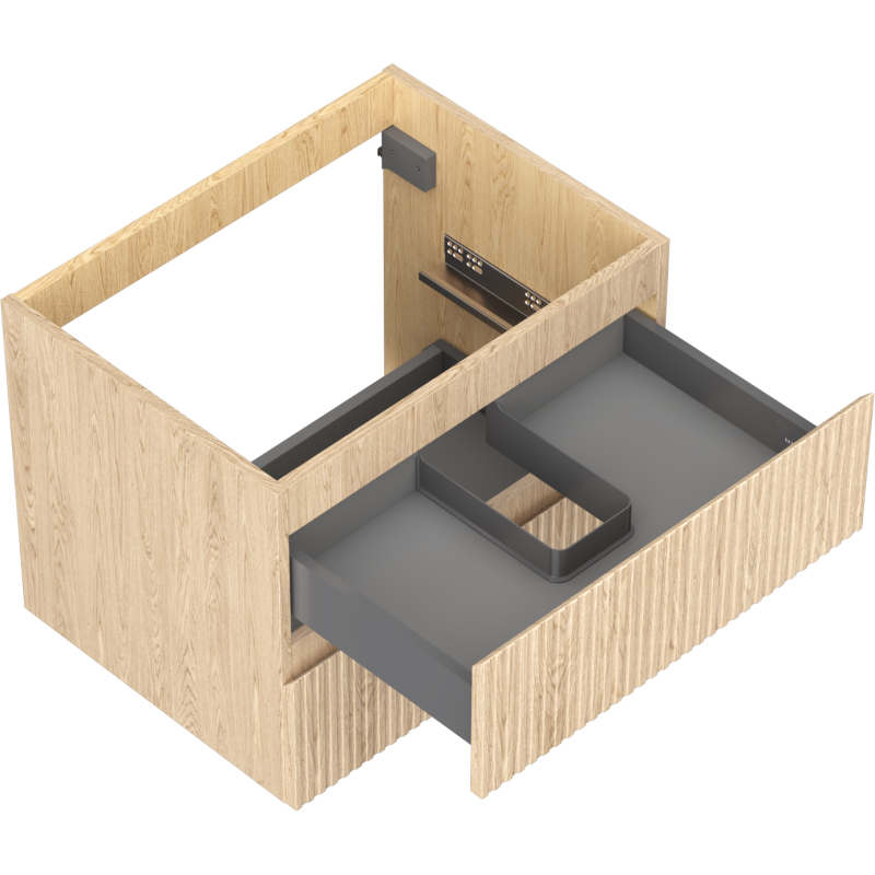 Mexen Rivel 60 cm Under-Sink Bathroom Cabinet, 2 Drawers, Grooved, Oak - 91A20-06047-2-BFF81