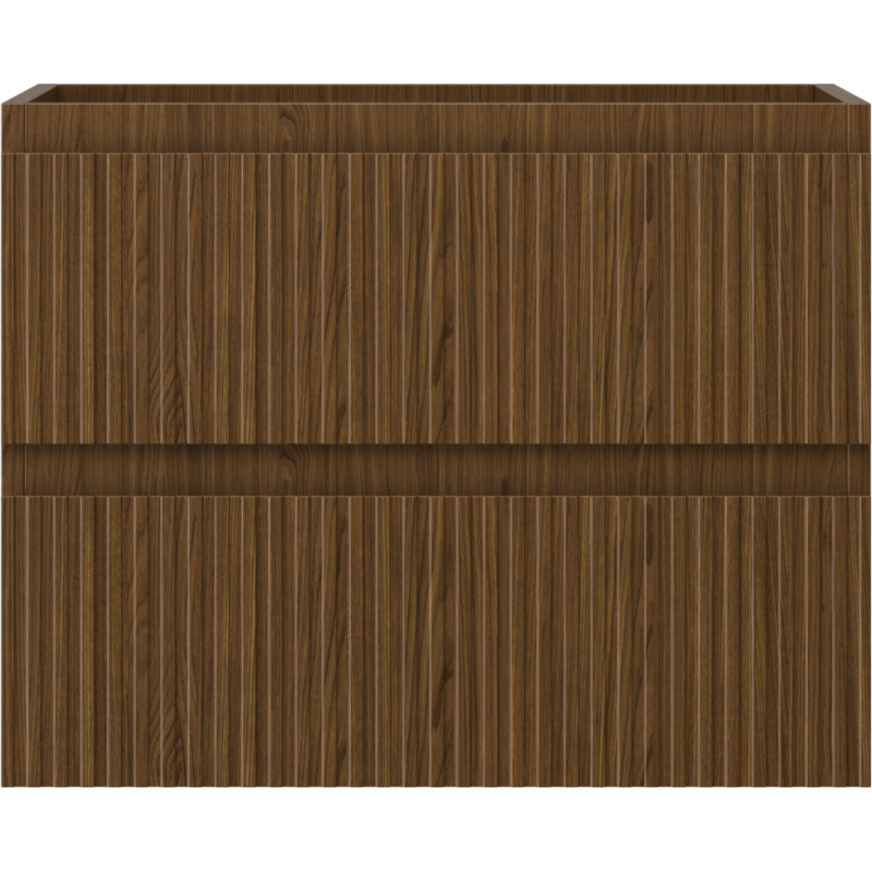 Mexen Rivel armário de casa de banho sob lavatório 60 cm, 2 gavetas, canelada, nogueira - 91A20-06047-2-BFF86