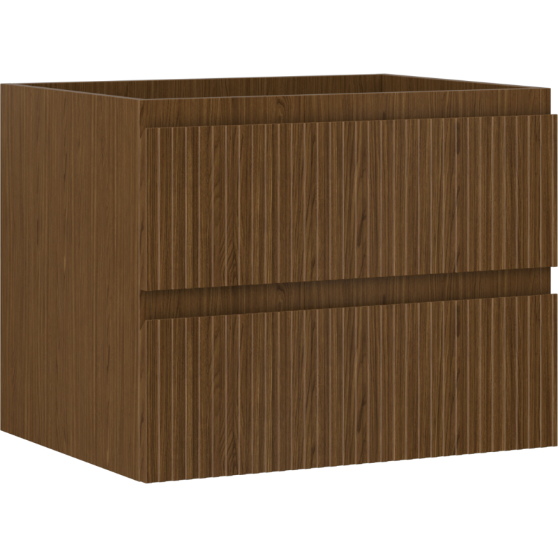 Mexen Rivel Badezimmerschrank für Waschbecken 60 cm, 2 Schubladen, gerillt, Nuss - 91A20-06047-2-BFF86