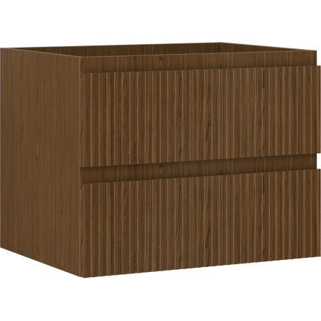 Mexen Rivel badkamerkastje onder de wastafel 60 cm, 2 lades, gegroefd, walnoot - 91A20-06047-2-BFF86