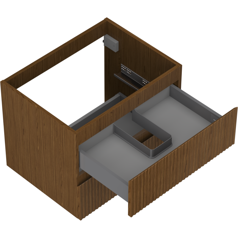 Mexen Rivel Badezimmerschrank für Waschbecken 60 cm, 2 Schubladen, gerillt, Nuss - 91A20-06047-2-BFF86