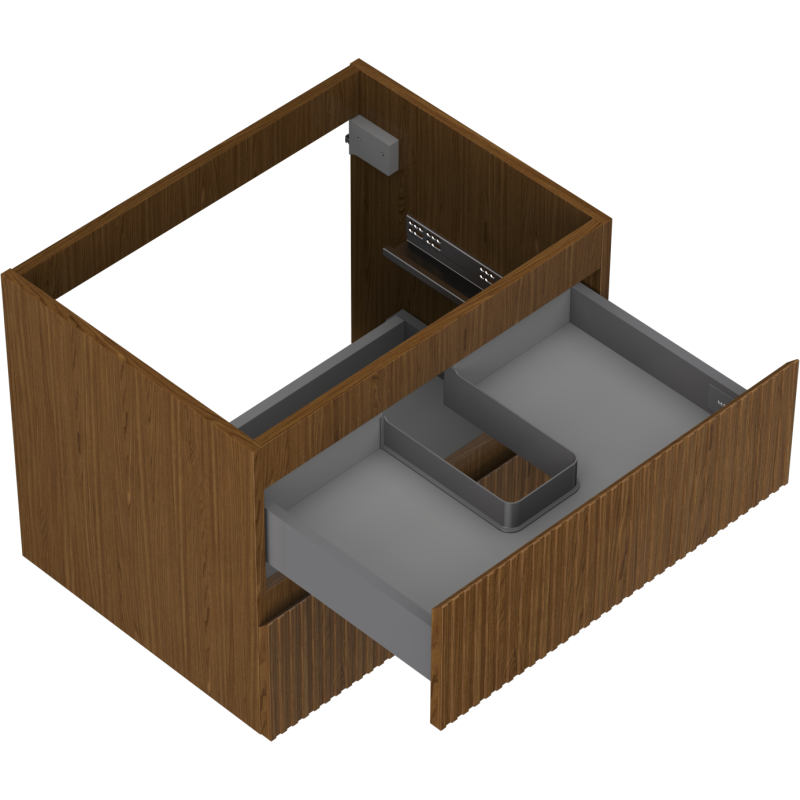 Mexen Rivel bathroom cabinet under-sink 60 cm, 2 drawers, fluted, walnut - 91A20-06047-2-BFF86