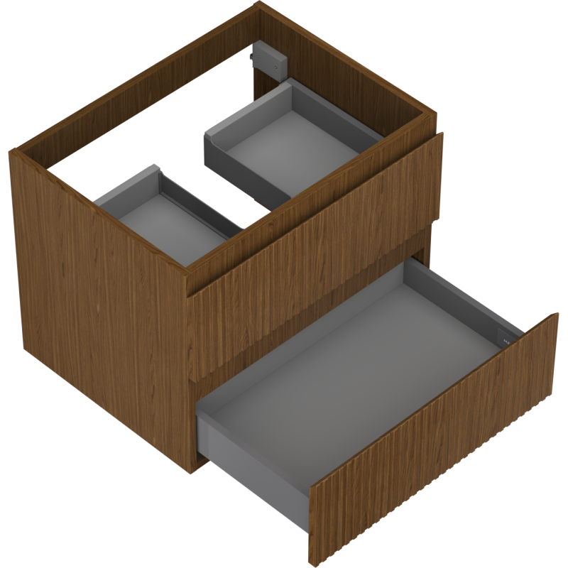 Mexen Rivel mueble de baño bajo lavabo de 60 cm, 2 cajones, ranurado, nogal - 91A20-06047-2-BFF86