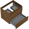 Mexen Rivel badkamerkastje onder de wastafel 60 cm, 2 lades, gegroefd, walnoot - 91A20-06047-2-BFF86