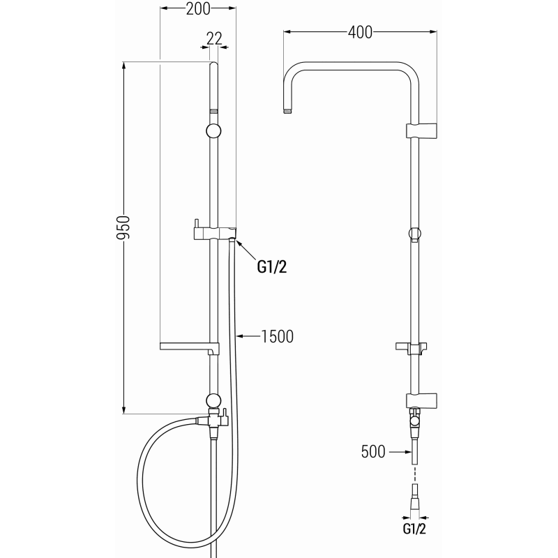Mexen X columna de ducha, oro rosado - 7939199-60