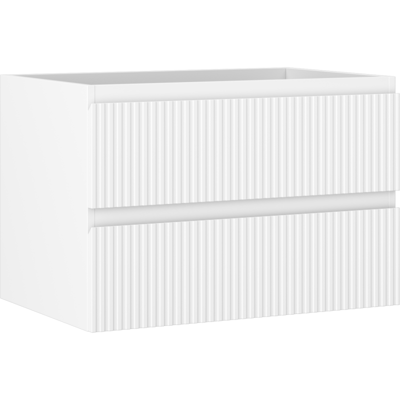Mexen Rivel badkamerkastje onder wastafel 70 cm, 2 laden, geribbeld, mat wit - 91A20-07047-2-BFF01