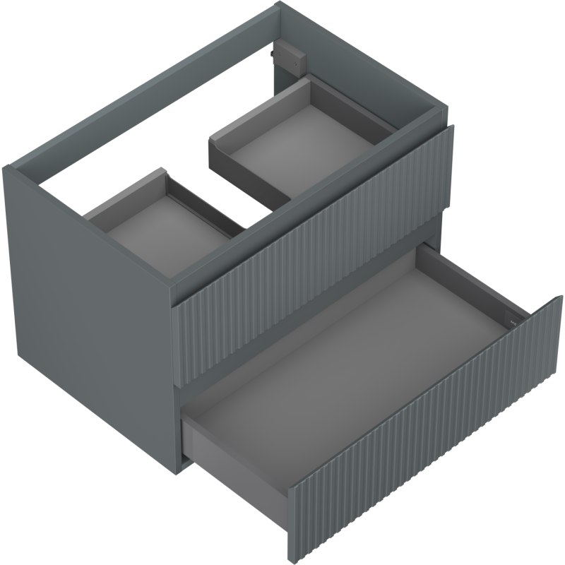 Mexen Rivel badkamerkastje onder wastafel 70 cm, 2 lades, gegroefd, grafiet mat - 91A20-07047-2-BFF66