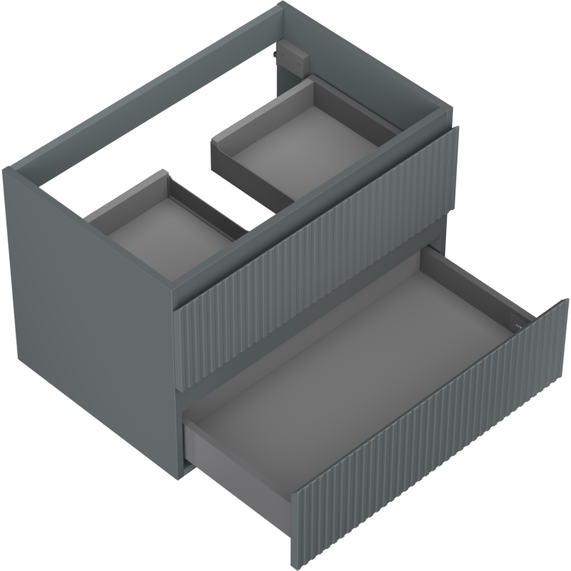 Mexen Rivel bathroom cabinet for washbasin 70 cm, 2 drawers, grooved, matte graphite - 91A20-07047-2-BFF66
