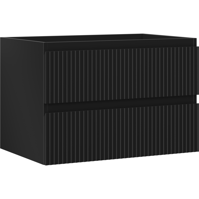 Mexen Rivel meuble de salle de bain sous lavabo 70 cm, 2 tiroirs, rainuré, noir mat - 91A20-07047-2-BFF71