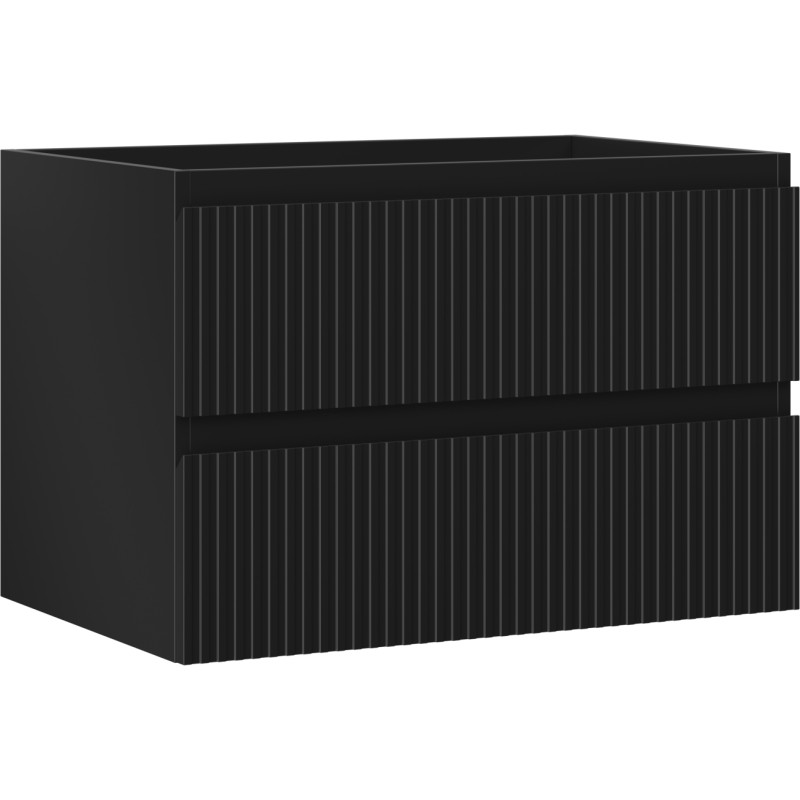 Mexen Rivel vannitoakapp kraanikausi alla 70 cm, 2 sahtlit, sooneline, must matt - 91A20-07047-2-BFF71