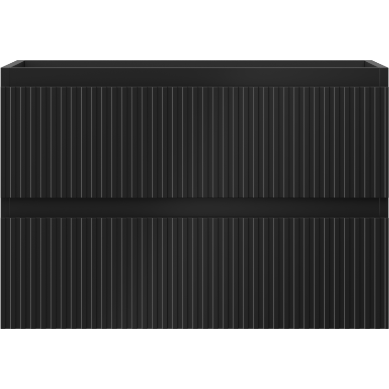 Mexen Rivel badkamerkastje onder de wastafel 70 cm, 2 lades, geribbeld, zwart mat - 91A20-07047-2-BFF71
