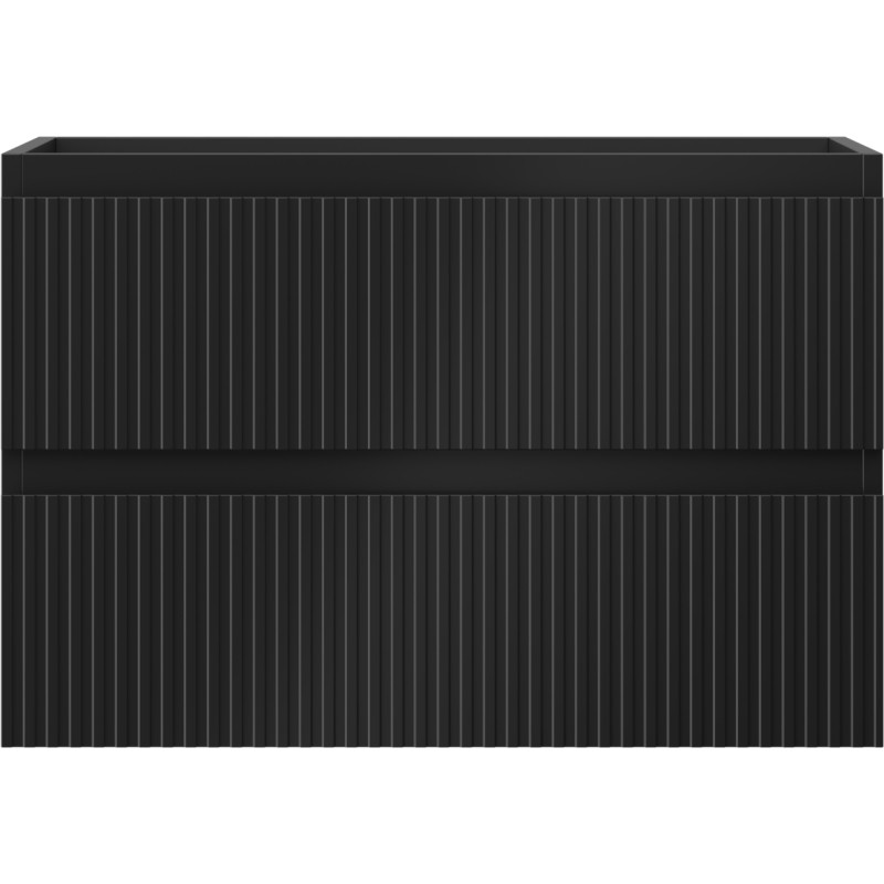Mexen Rivel vannitoakapp kraanikausi alla 70 cm, 2 sahtlit, sooneline, must matt - 91A20-07047-2-BFF71